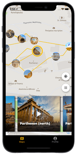 Acropolis guided tour with map geolocation to follow itinerary